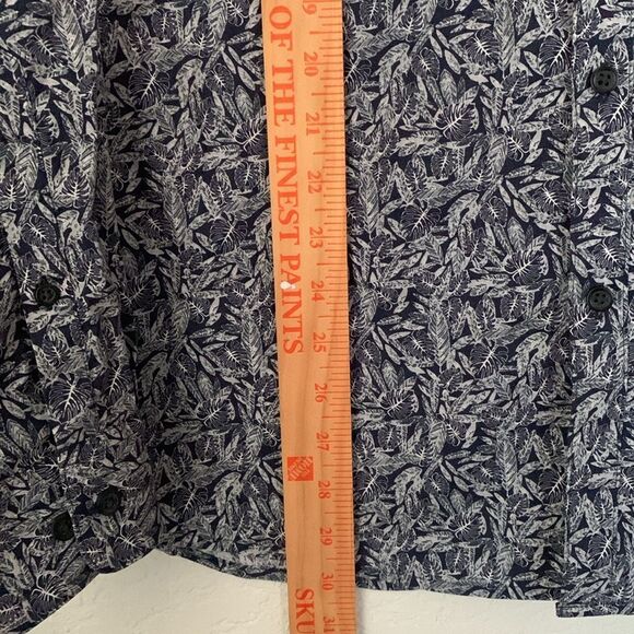 Marc Anthony Stretch Slim Fit Navy Floral Button Down Shirt Size L - Picture 5 of 9